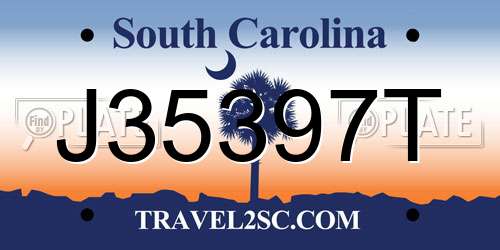 J35397T South Carolina License Plate
