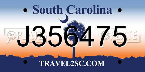 J356475 South Carolina License Plate