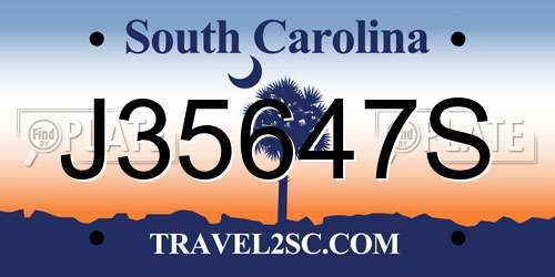 J35647S South Carolina License Plate