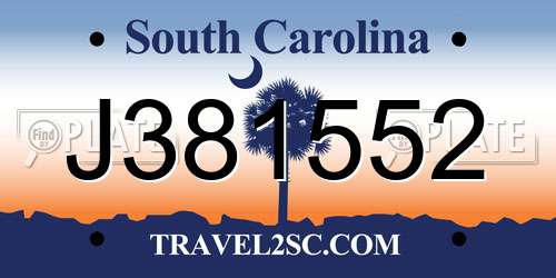 J381552 South Carolina License Plate
