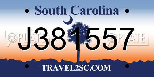 J381557 South Carolina License Plate