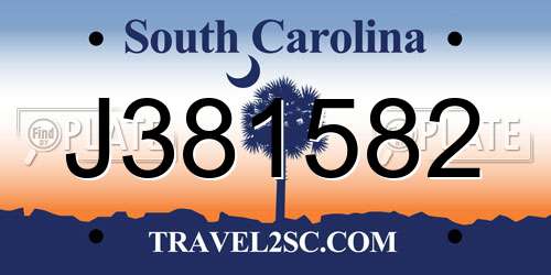 J381582 South Carolina License Plate