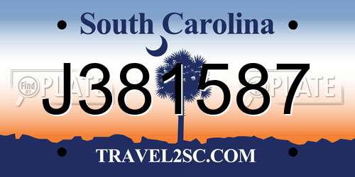 J381587 South Carolina License Plate