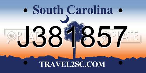 J381857 South Carolina License Plate