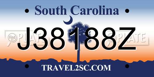 J38188Z South Carolina License Plate