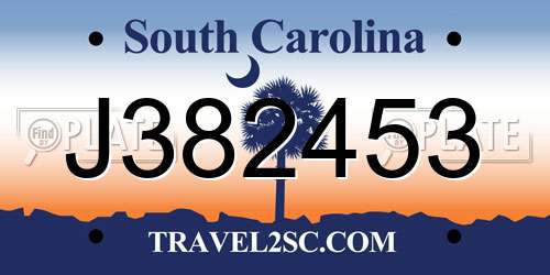 J382453 South Carolina License Plate