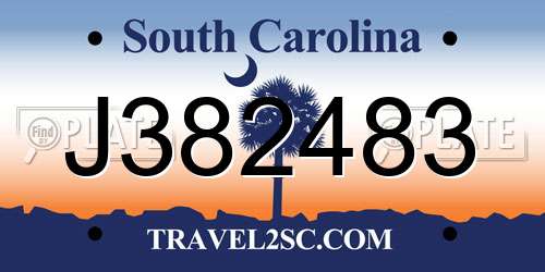 J382483 South Carolina License Plate