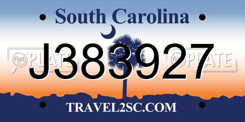 J383927 South Carolina License Plate