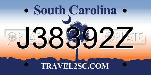 J38392Z South Carolina License Plate