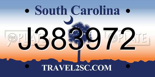 J383972 South Carolina License Plate