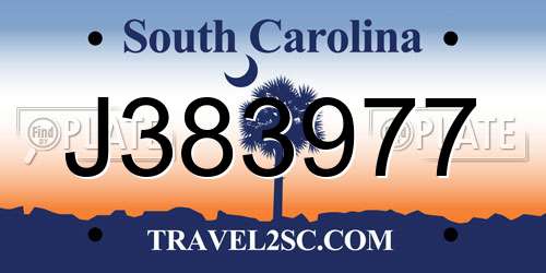 J383977 South Carolina License Plate