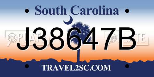 J38647B South Carolina License Plate
