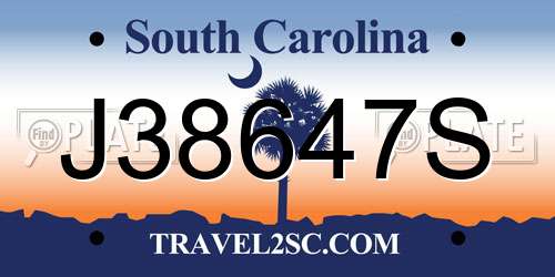 J38647S South Carolina License Plate