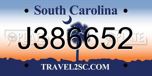 J386652 South Carolina License Plate