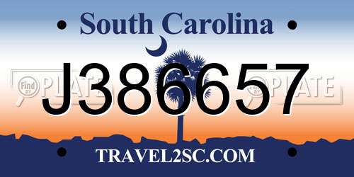 J386657 South Carolina License Plate