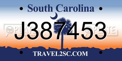 J387453 South Carolina License Plate