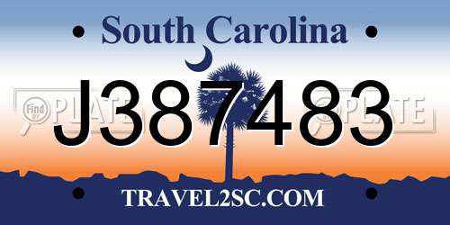 J387483 South Carolina License Plate