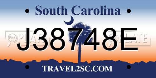 J38748E South Carolina License Plate