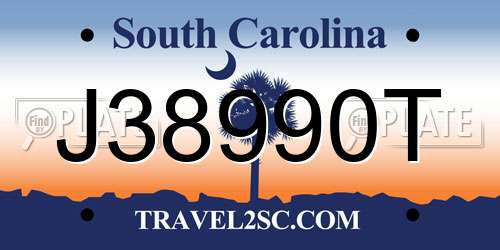 J38990T South Carolina License Plate