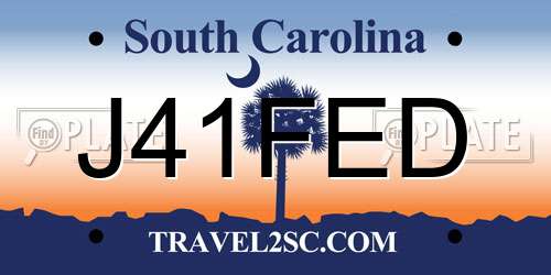 J41FED South Carolina License Plate