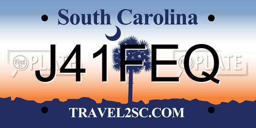 J41FEQ South Carolina License Plate