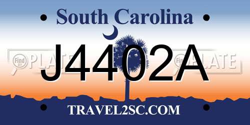 J4402A South Carolina License Plate