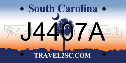 J4407A South Carolina License Plate