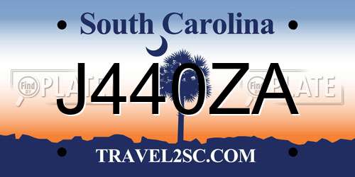 J440ZA South Carolina License Plate