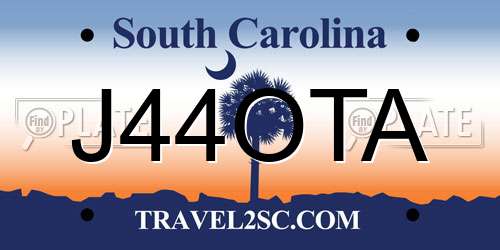 J44OTA South Carolina License Plate