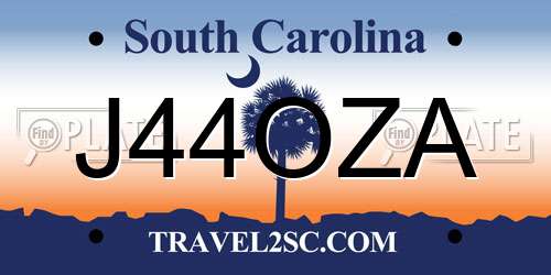 J44OZA South Carolina License Plate