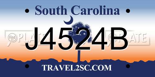 J4524B South Carolina License Plate
