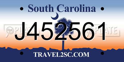 J452561 South Carolina License Plate