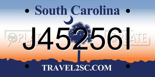 J45256I South Carolina License Plate