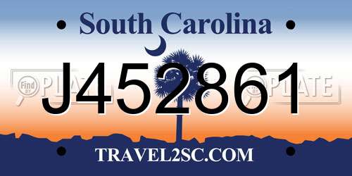 J452861 South Carolina License Plate