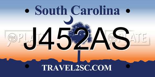 J452AS South Carolina License Plate