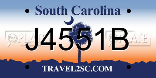 J4551B South Carolina License Plate
