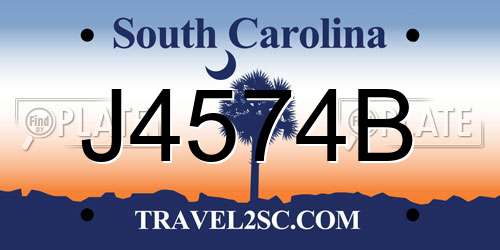 J4574B South Carolina License Plate