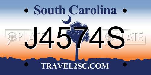 J4574S South Carolina License Plate