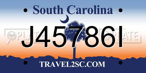 J45786I South Carolina License Plate
