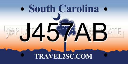 J457AB South Carolina License Plate