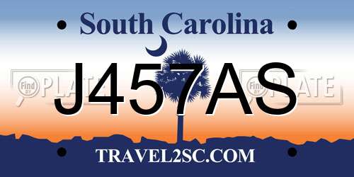 J457AS South Carolina License Plate