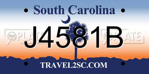 J4581B South Carolina License Plate