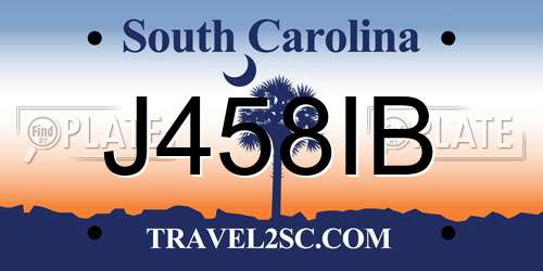 J458IB South Carolina License Plate