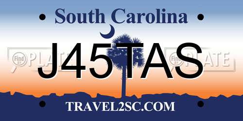 J45TAS South Carolina License Plate