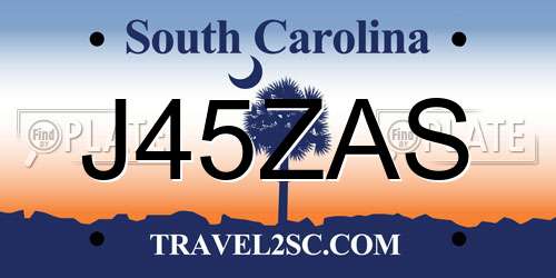 J45ZAS South Carolina License Plate