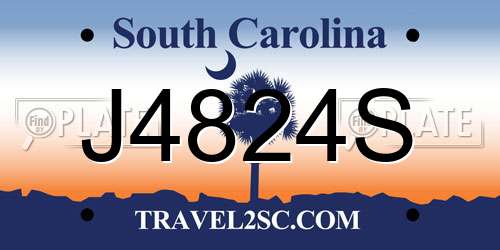 J4824S South Carolina License Plate
