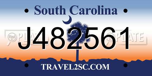 J482561 South Carolina License Plate