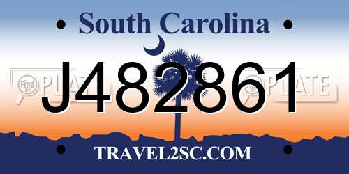 J482861 South Carolina License Plate
