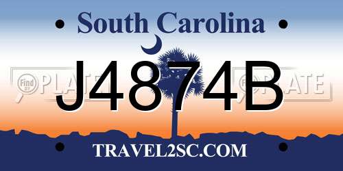 J4874B South Carolina License Plate