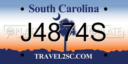 J4874S South Carolina License Plate